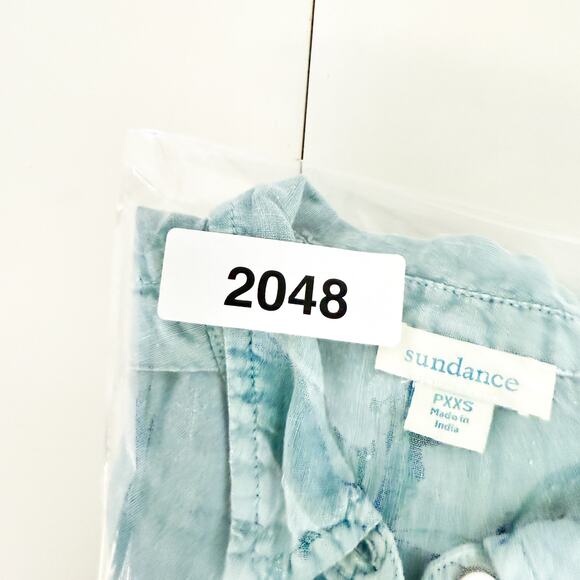 Sundance 100% Linen Button Down Shirt Blue - PXXS P2XS Petite - Picture 9 of 9